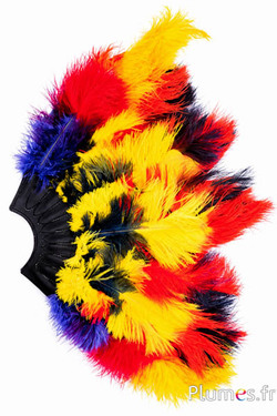 Ventaglio di piume di struzzo - 20 piume, pelle nera - multicolore